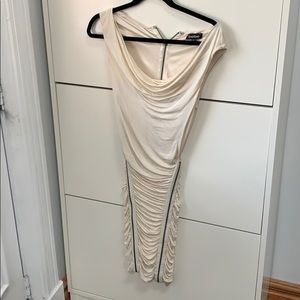 Bebe zipper ruffle texture cream coloured dress